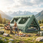 Inflatable Camping Tent, 4 Season Hot Tent 10000mm Waterproof with Chimney Opening, Sky Light and Air Pump, Green