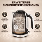 Wasserkocher und Toaster Set mit Thermometer, 1,7 l, 2200 W Wasserkocher, 2-Scheiben-Toaster mit 7 Bräunungsstufen
