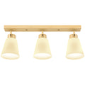 Deckenleuchte LED 40W Deckenlampe mit Doppelmontage und 90° verstellbaren Köpfen mit 3 E27-Fassungen Naturholz