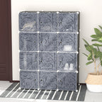 DIY Kleiderschrank Regalsystem mit 2 große und 9 kleinen Würfeln DIY-Würfelregal, Schuhregal, Aufbewahrungsregal für Büchern Spielzeug Schwarz 111 x 47 x 145 cm