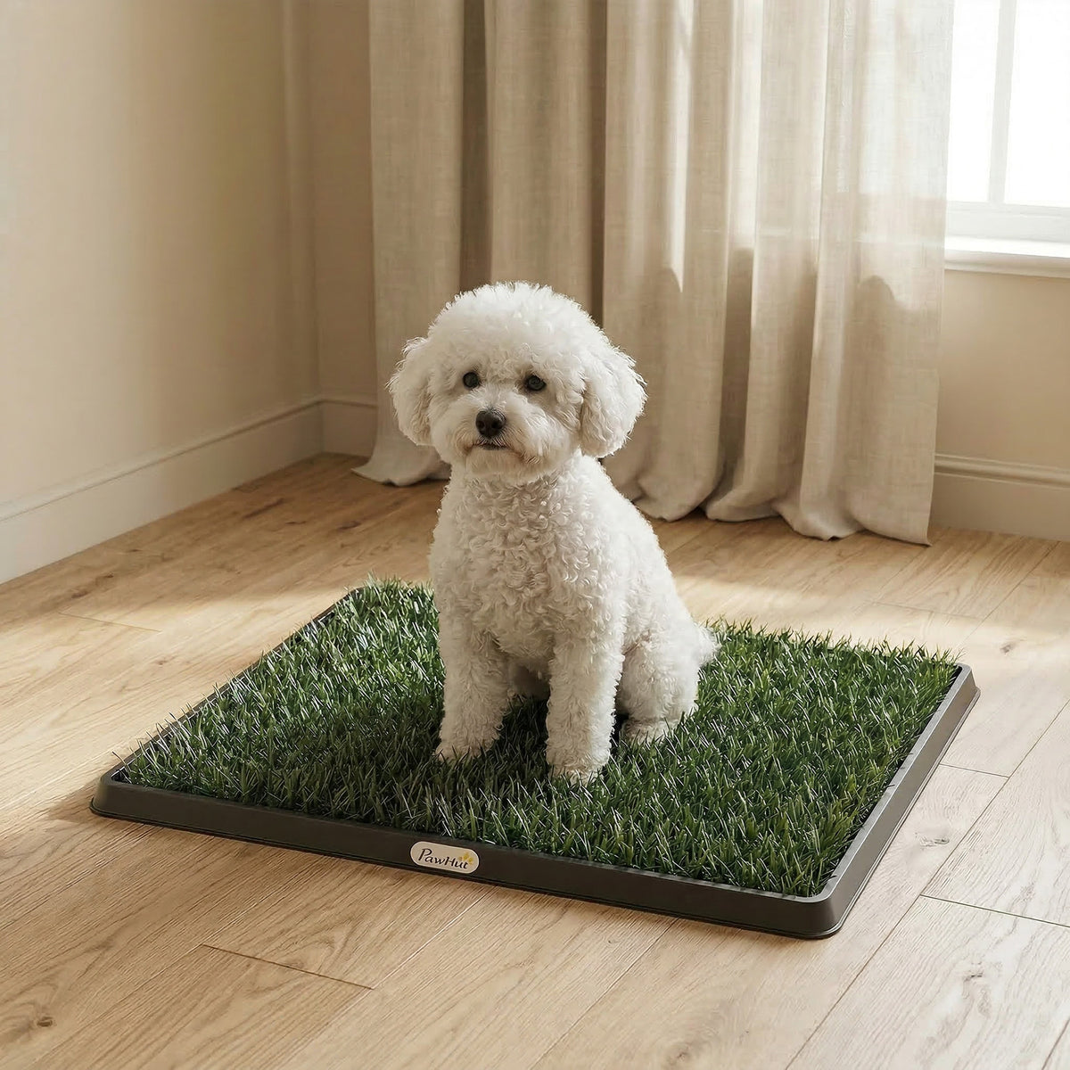 Hundetoilette 63 x 50,5 cm Hundeklo mit 2 Kunstrasen waschbar Welpentoilette für Hunde für Balkon Zuhause Schwarz+Grün