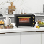 Mini-Ofen, Toasterofen, Timer, Gitterrost, Backblech, Glasfenster, Metall, Schwarz