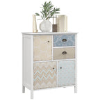Sideboard, Shabby Chic Kommode, 2 Schubladen, 3 Schrankf?cher, Kiefernholz, 68x34x80cm, Wei?