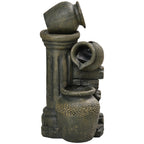 Springbrunnen, verstellbare Pumpe, wetterbeständig, 25 cm x 24 cm x 60 cm, Grau