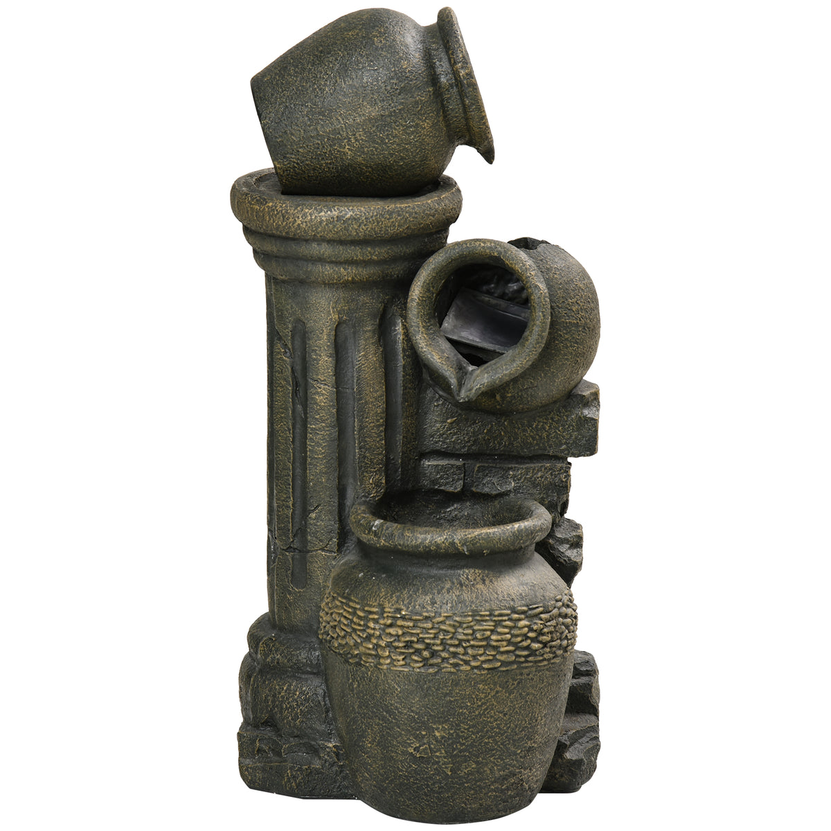 Springbrunnen, verstellbare Pumpe, wetterbeständig, 25 cm x 24 cm x 60 cm, Grau