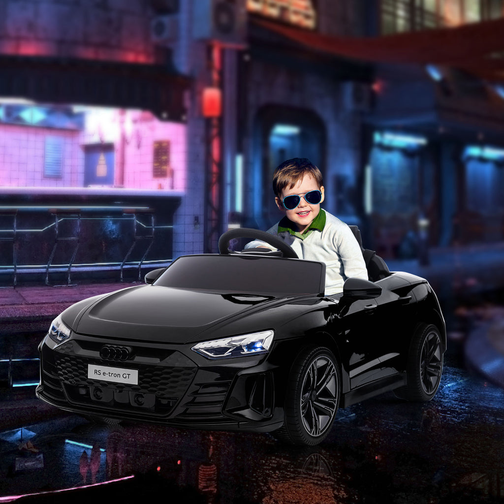 Kinderauto, Elektroauto, Audi-lizenziert, mit Sicherheitsgurt, Fernbedienung, Licht, schwarz, 103 x 58 x 41cm