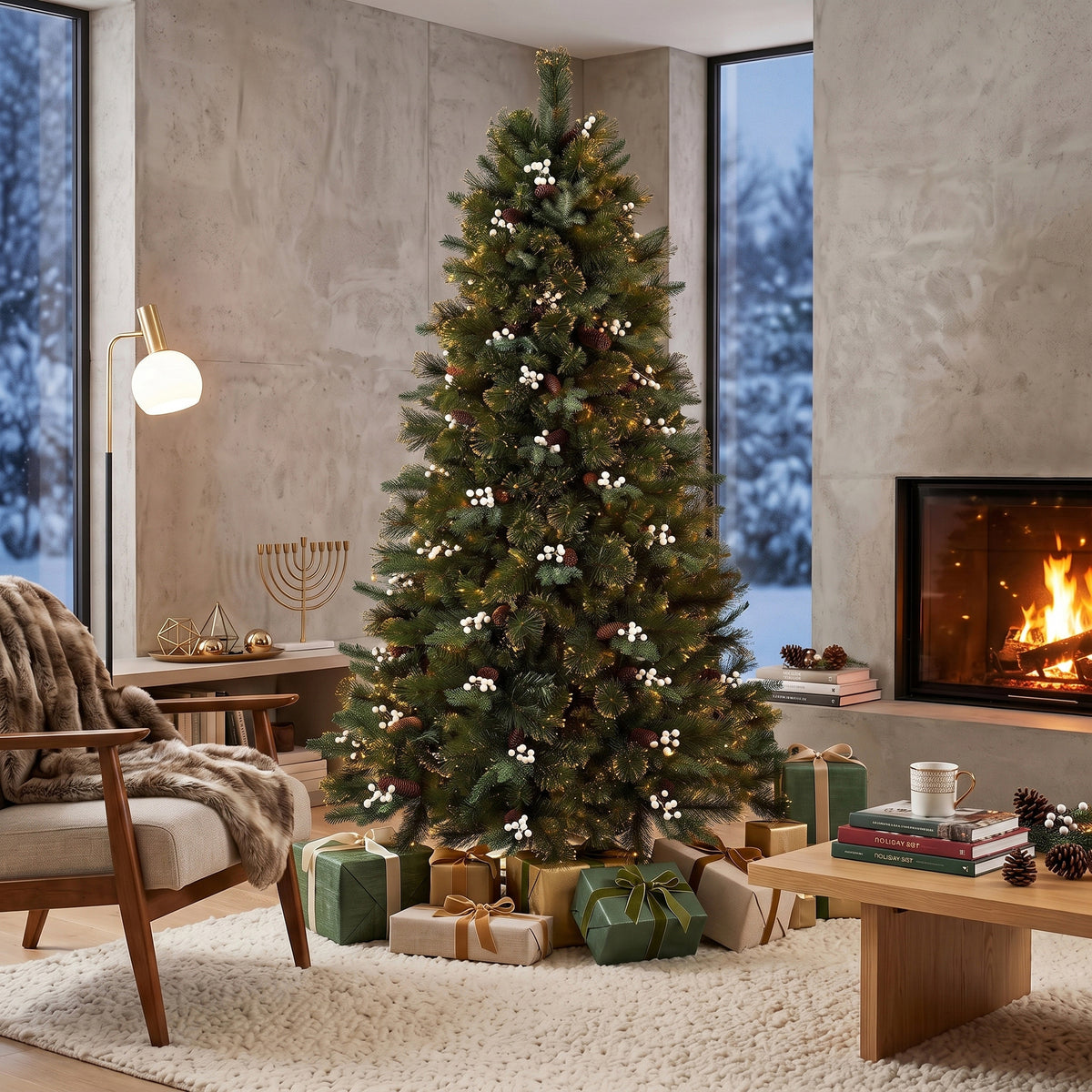 Künstlicher Weihnachtsbaum klappbarer Holzständer Spritzguss Tannenbaum 1438 Spitzen 180 cm Grün