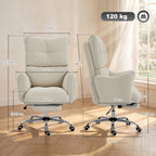 Bürostuhl mit Fußstütze, Ergonomischer Drehstuhl mit Wippfunktion, Verstellbarer Hohe Rückenlehne, Schneeflanellstoff