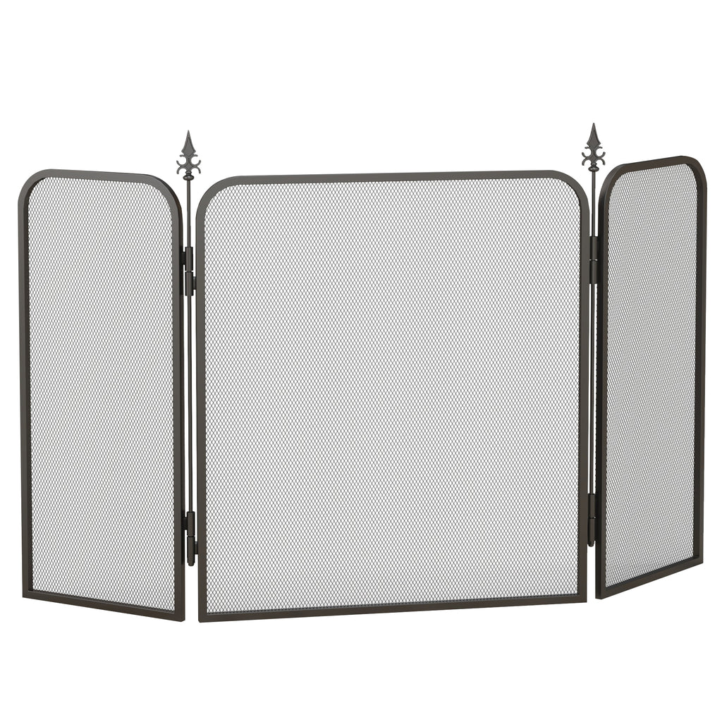 Funkenschutz für Kamine, klappbar, Metall, 96 x 1,3 x 56 cm, Schwarz