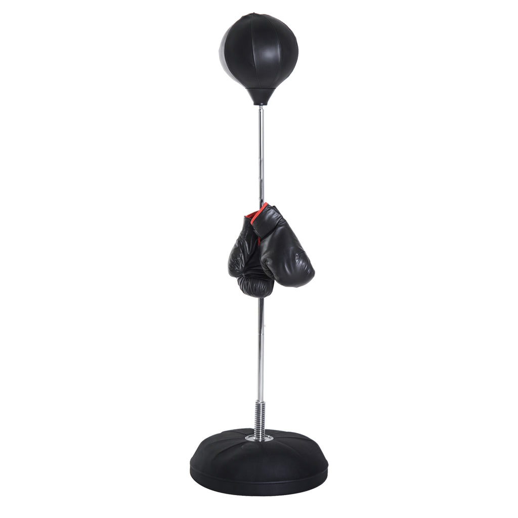 Box-Set mit Punchingball, höhenverstellbar, inkl. Boxhandschuhe, 126-144cm, Schwarz