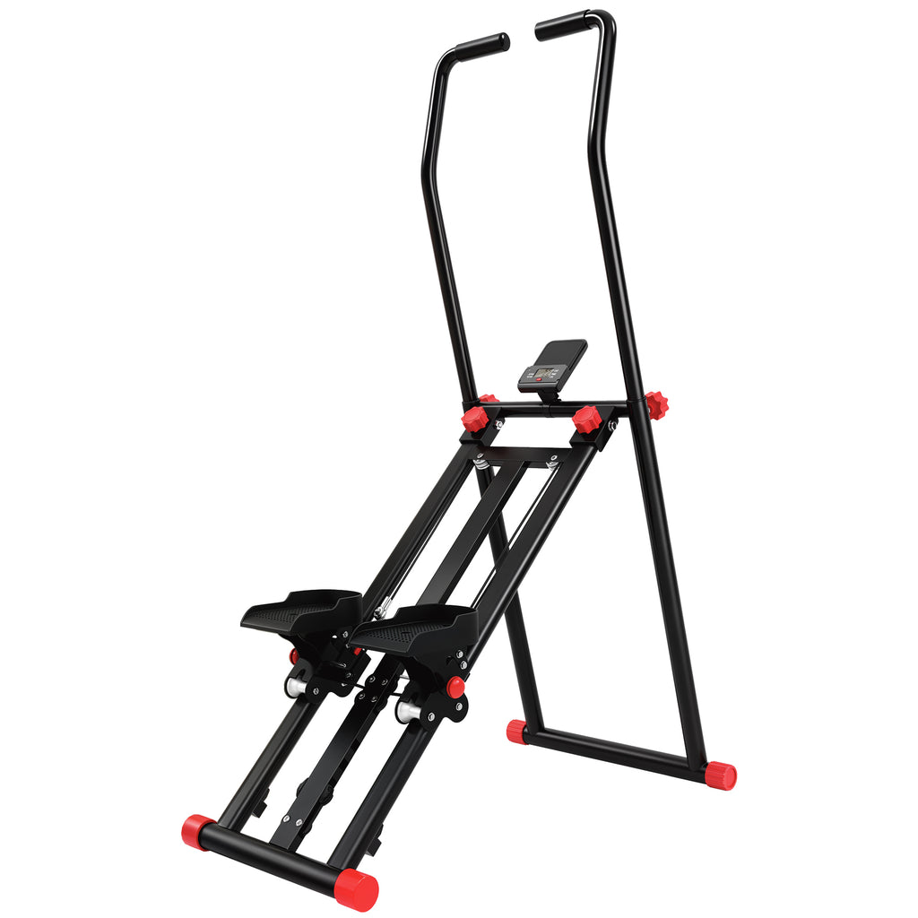 Stair Stepper for Home Gym with 3 Resistances, Foldable Vertical Stair Climber with Adjustable Handlebar, LCD Monitor