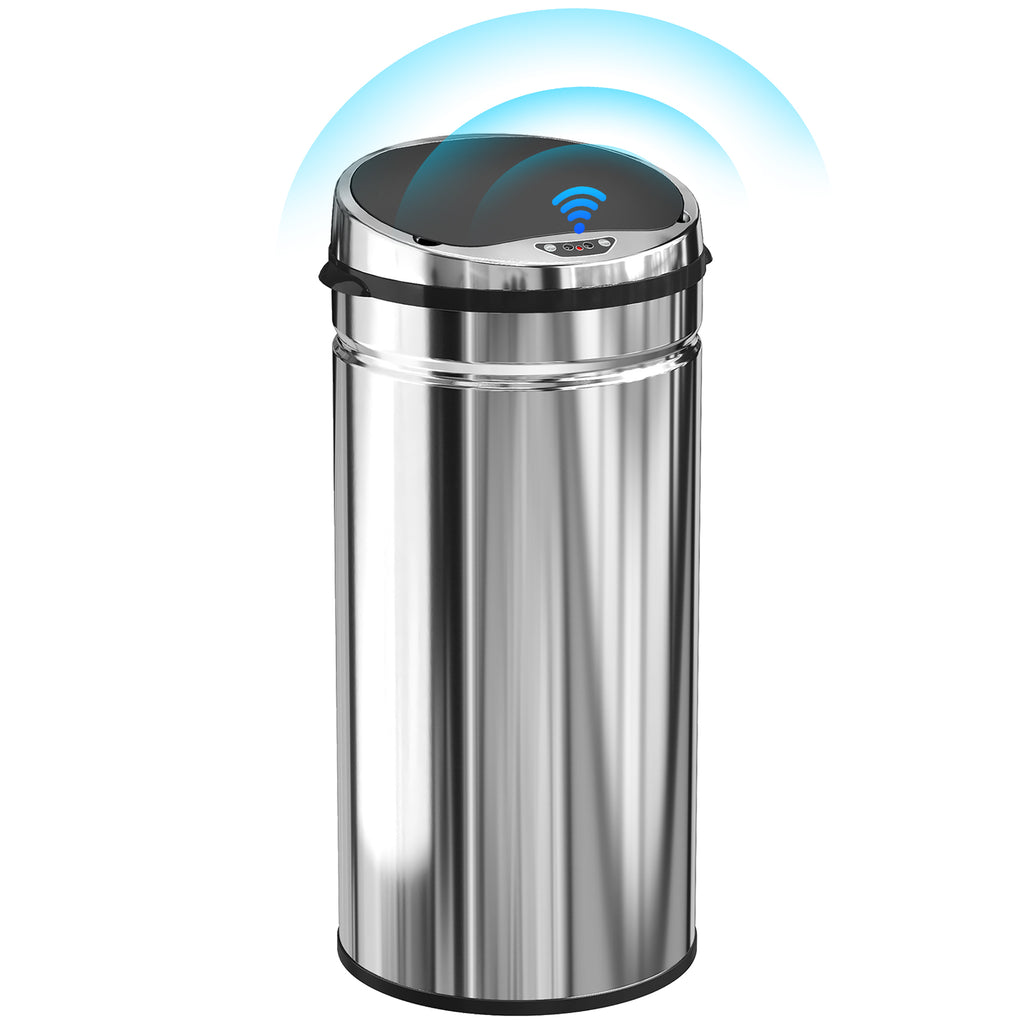 42L Automatic Motion Sensor Rubbish Bin with Fingerprint Resistant, Stainless Steel, Silver Tone