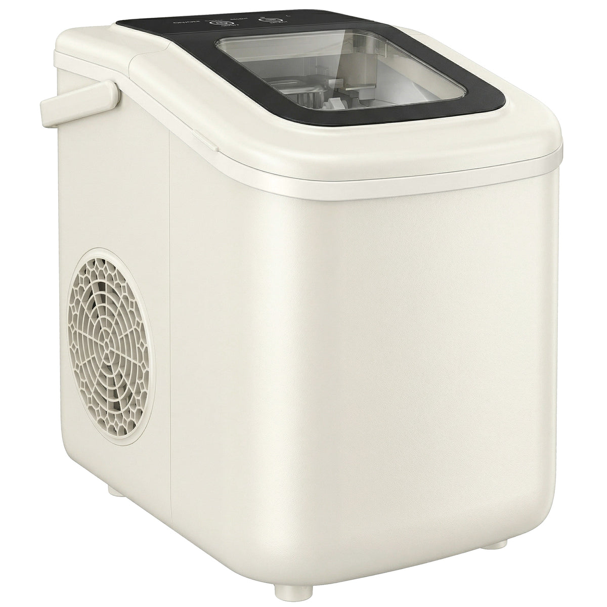 Tragbare Eiswürfelmaschine mit Selbstreinigung, Eisschaufel & Korb, 12 kg/24 Std., Beige