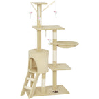 Multi-Level Cat Tower, 134cm Cat Tree with Condo and Sisal Scratching Posts for Indoor Kittens, Beige