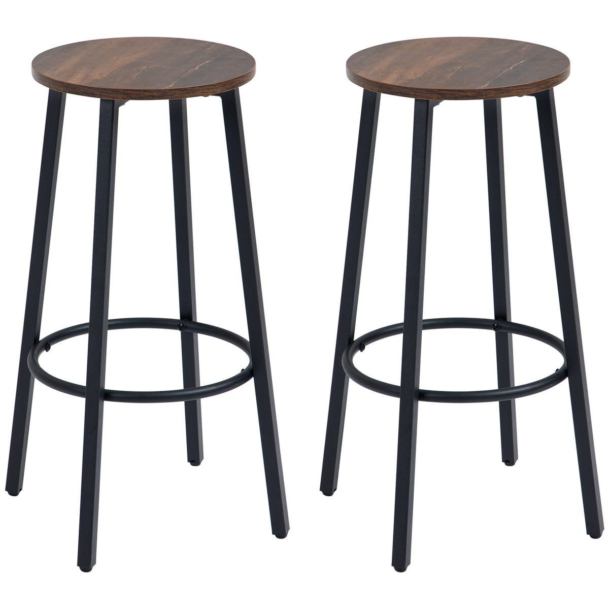 Barhocker-Set aus 2 Barstühlen im Industrial Design, Metallrahmen, Fußstütze, 42 x 42 x 65 cm