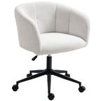 Gepolsterter B¨¹rostuhl mit Pl¨¹schbezug, Wannen-Design, rollbarer Schreibtischstuhl, Stahlbasis, Creme+Schwarz