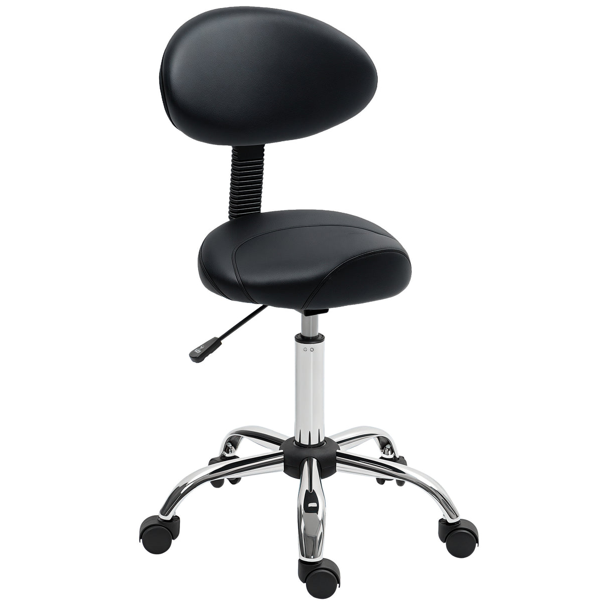 Rollhocker höhenverstellbar mit Rückenlehne Drehhocker 83-98 cm Arbeitshocker 360° drehbar für Büro Salon