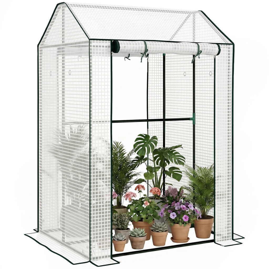 Green House, Mini Greenhouse with 2 Roll-up Doors, Vent Holes and Reinforced Cover, 100 x 80 x 150cm