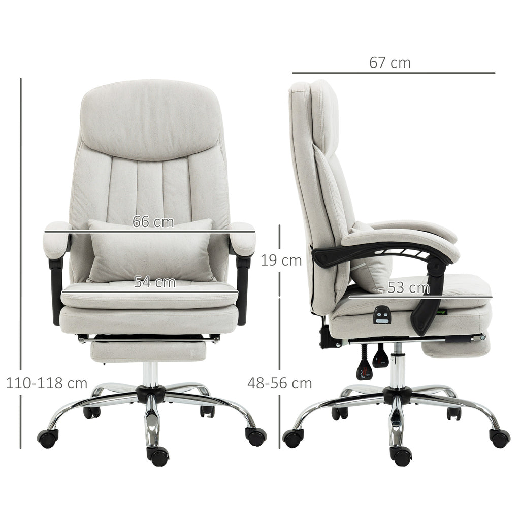 B¨¹rostuhl mit Massage- und Heizfunktion, ergonomisch, 66x67x110-118cm, Cremewei?