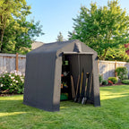 7.5 x 6.2 ft Outdoor Garden Storage Shed, Waterproof Bike Tent with Roll-Up Zipper Door and Vent, Dark Grey