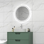 Round Bathroom Mirror with LED Lights, Wall Mount Dimmable Makeup Mirror with 3 Temperature Colours, Defogging Film and Memory Function, Frameless, Hardwired, 60 x 60 cm