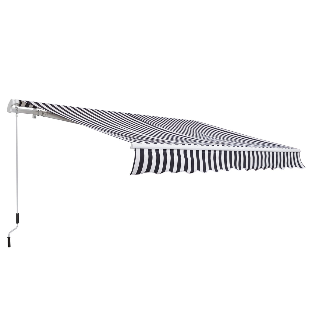 3.5M x 2.5M Garden Patio Manual Awning Canopy Sun Shade Shelter Retractable Gear Lever Winding Handle - Grey