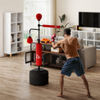 4-in-1 Boxing Punching Bag, Freestanding with 2 Speed Bals, 360° Reflex Bar, 160-230cm Adjustable Height, Red