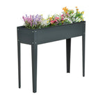Flower Raised Bed Garden Metal Vegetable Planter Freestanding Herb Growing Box Green Basics Grow Table Planter (Dark Grey)