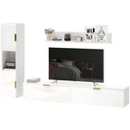 Schwebendes TV-Board mit Klapptüren Entertainment-Center Wandregal Schrank 180 cm Hochglanz Weiß