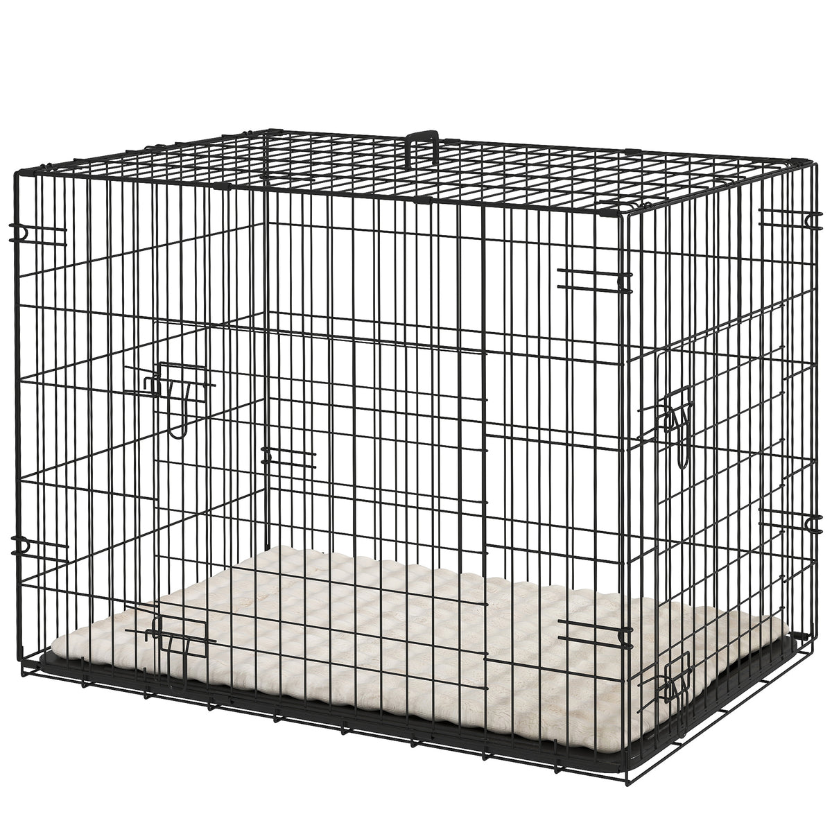 Hundekäfig klappbar für kleine Hunde 75 x 48,5 x 53 cm Schwarz