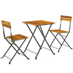 Sitzgruppe 3 tlg. Essgruppe für 2 Personen klappbarer Esstisch mit 2 klappbare Stühle für Terrasse Balkon Teak