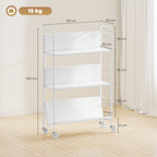 Bücherregal Aufbewahrungsregal mit 3 Ebenen, Rädern, Spielzeugregal für Schlafzimmer, 69 x 26 x 108 cm, Weiß
