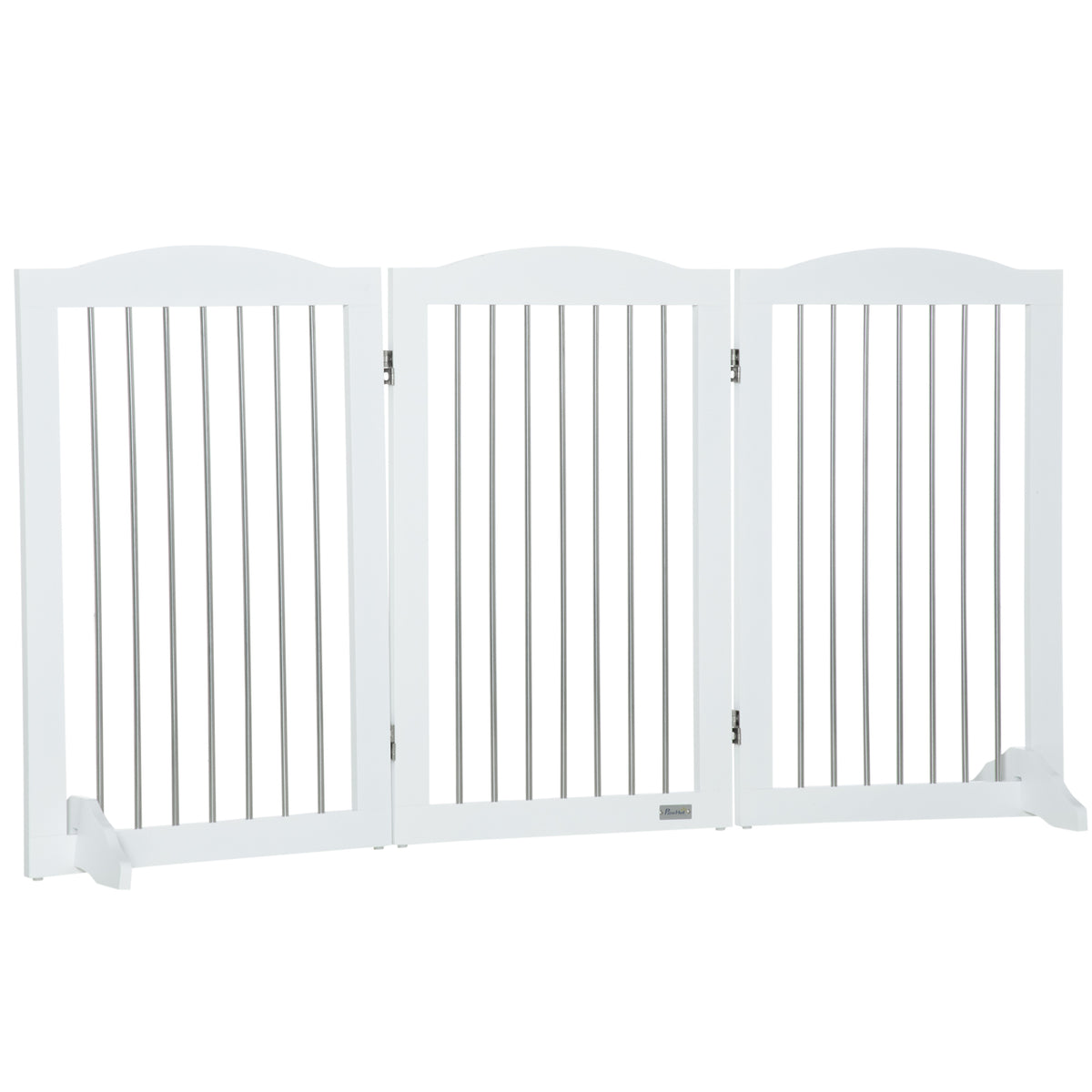 Foldable Dog Gate, Freestanding Pet Gate, with Two Support Feet, for Staircases, Hallways, Doorways - White