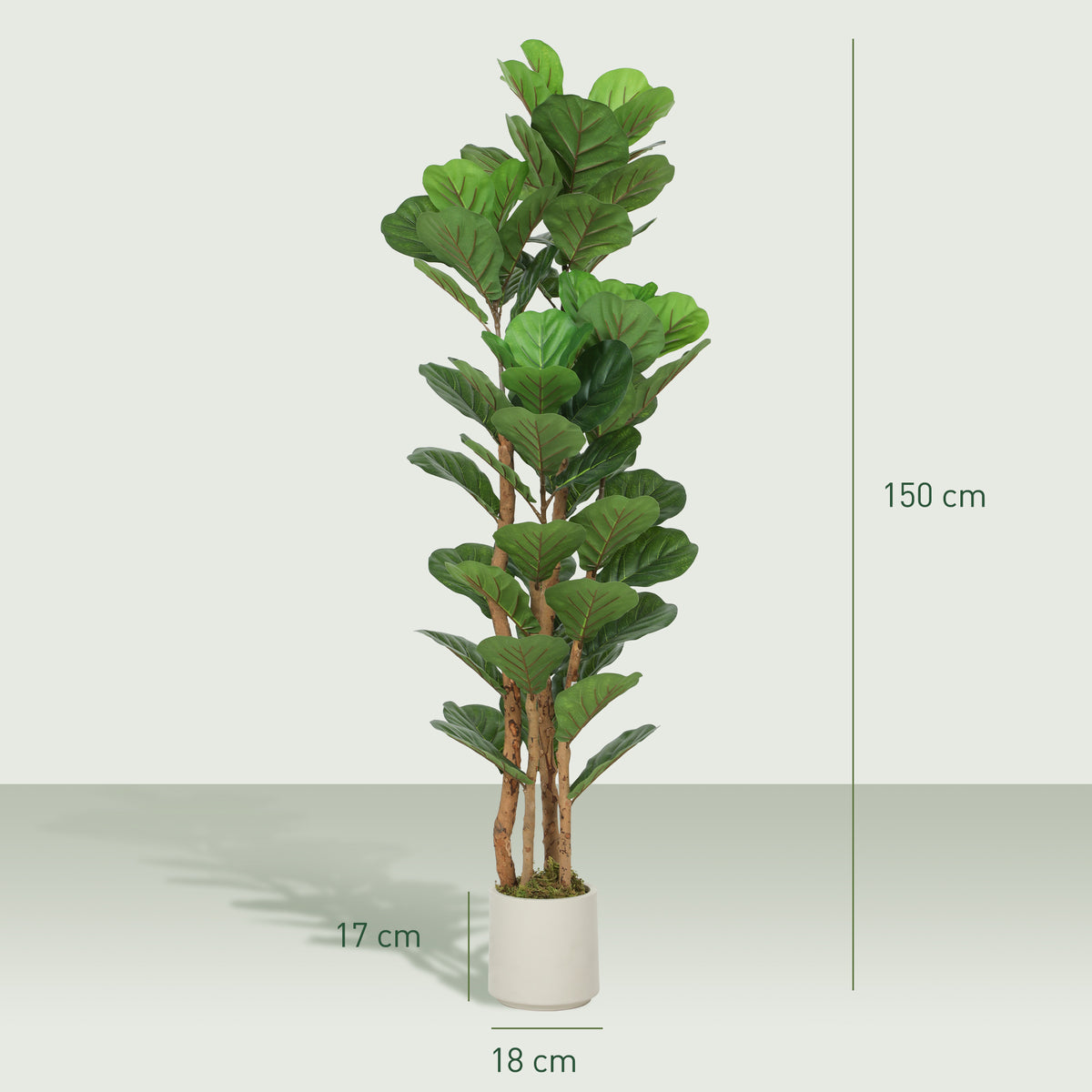 150cm Artificial Fiddle Leaf Fig Tree - Green