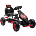 Kids Pedal Go Kart, with Adjustable Seat, Inflatable Tyres - Red