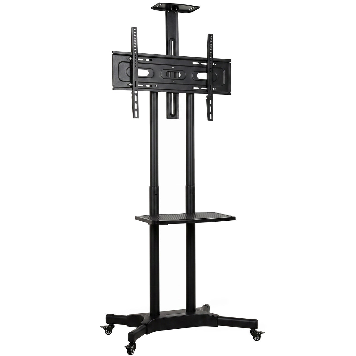 TV Ständer Rollbar für 32-75 Zoll Fernseher Höhenverstellbarer Fernsehständer mit 2 Ablagen, Metall, max. VESA 400x600mm