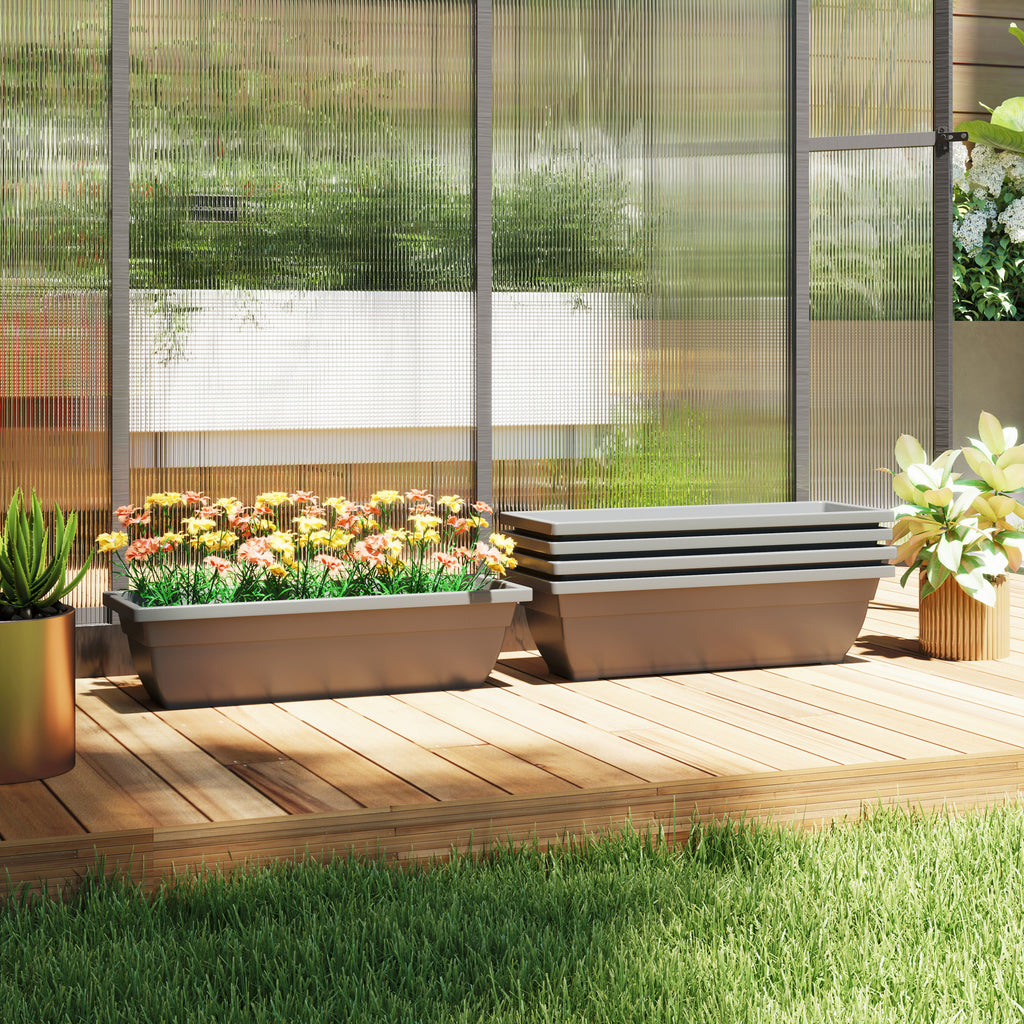5er-Set Blument?pfe, Pflanzengef??e aus Kunststoff f¨¹r Terrasse, Garten, Balkon, 59 x 21 x 16 cm, Grau
