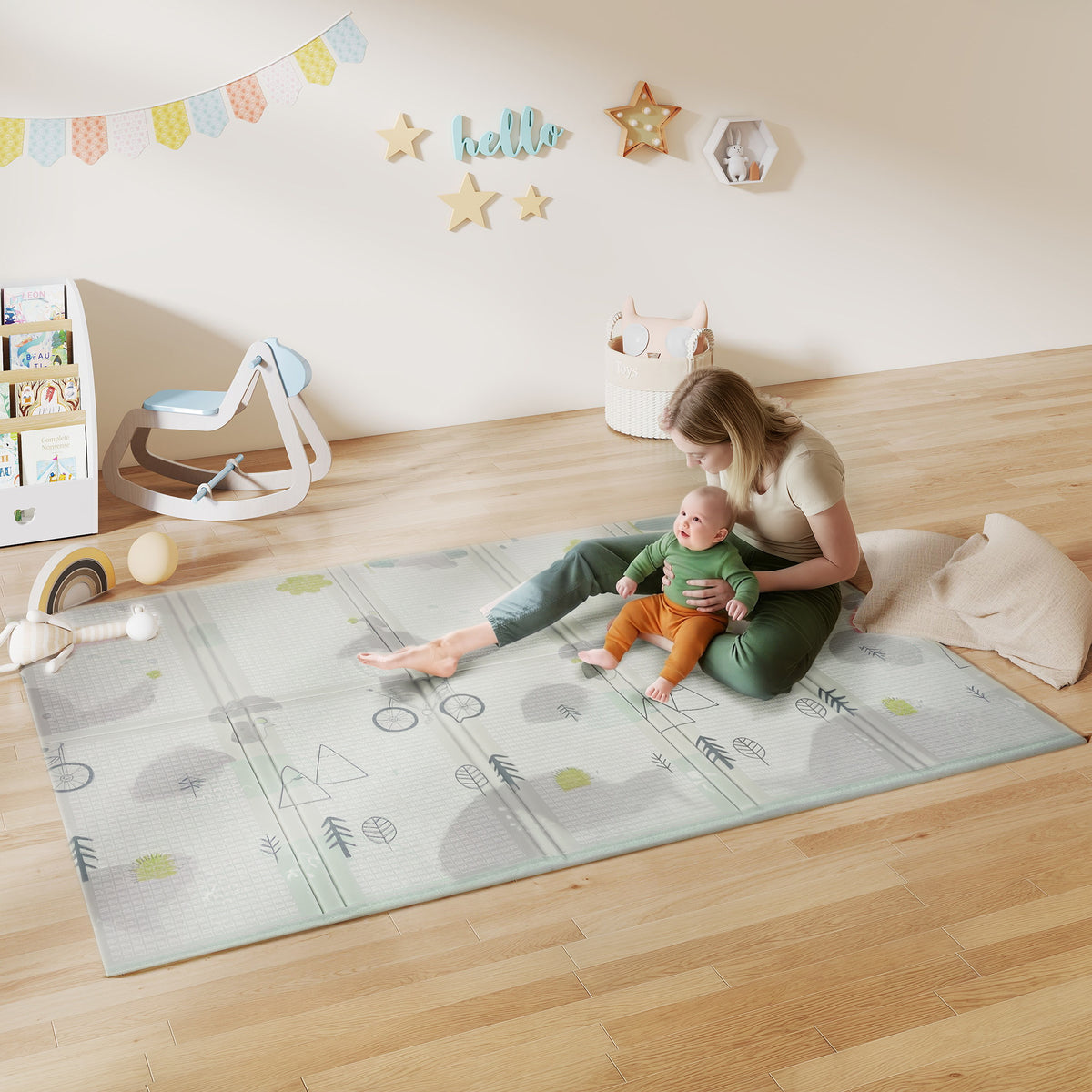 Baby-Spielmatte, Tiermuster, Schaumstoff, 1,5 cm dicke Polsterung, rutschfest