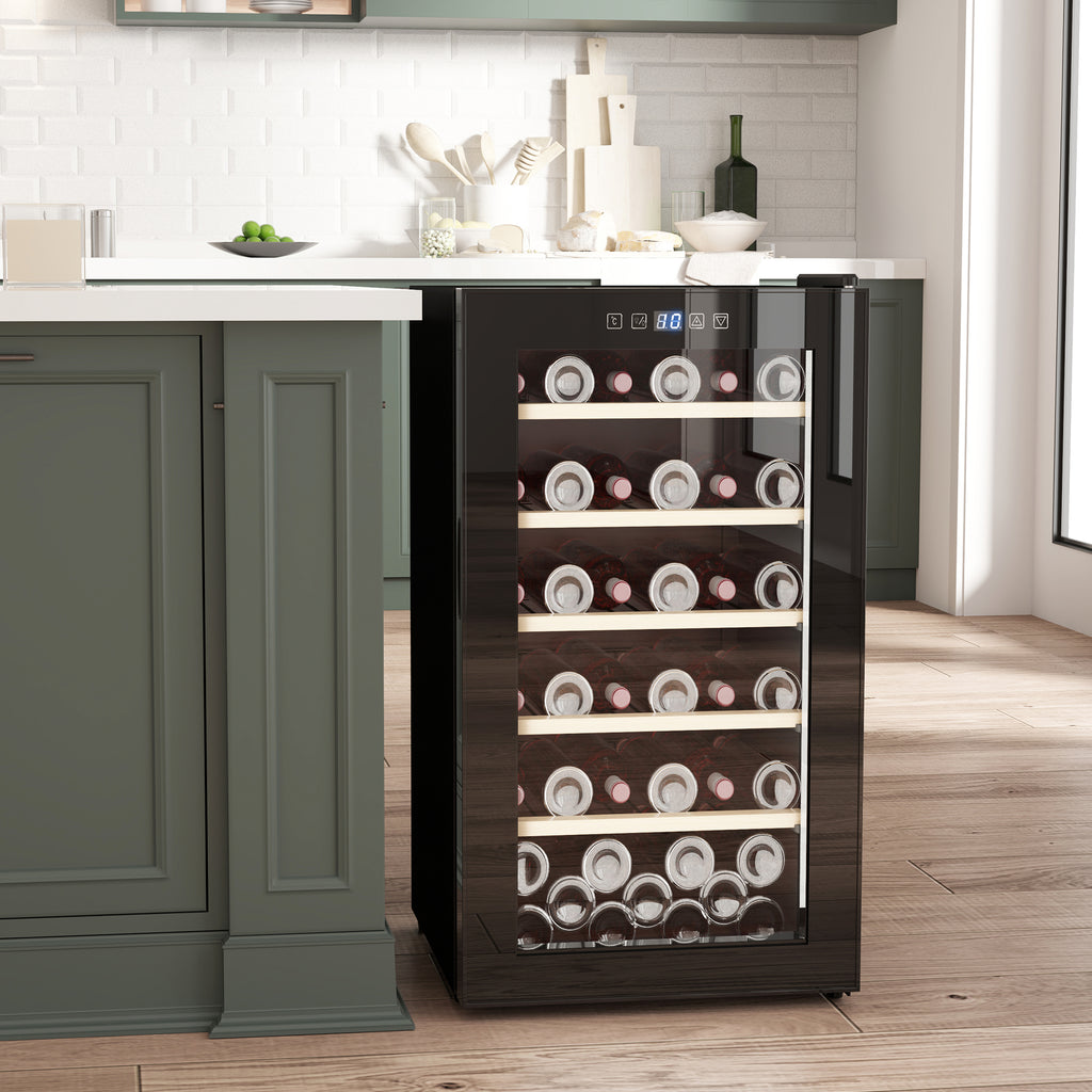 Weink¨¹hlschrank f¨¹r 41 Weinflaschen, 91 Liter Kapazit?t, Getr?nkek¨¹hlschrank mit LED-Anzeige, Touchscreen, Schwarz
