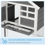 Rabbit Hutch Outdoor Wooden Guinea Pig Hutch Rabbit Run Bunny Cage Small Animal House Pull-Out Tray, Grey, 124 x 63 x 93 cm