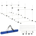 4 Pieces Dog Agility Training Equipment, Adjustable Height Jumps Hurdle with Carrying Bag for Outdoor, White