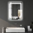 Large Vanity Mirror with Lights and Shelf, Illuminated bathroom Mirror with 3 Colour Brightness, Smart Touch, Anti-Fog