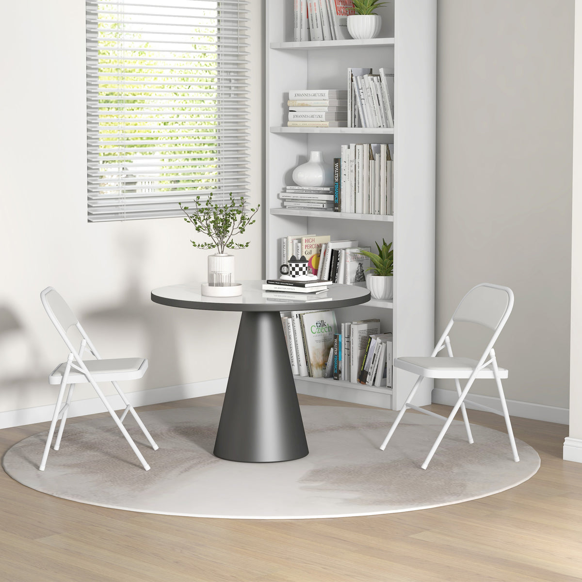2er-Set Klappstühle, Tragbare Bürostühle, Metallbeine, Faltstuhl für Büro, Empfang, Wartezimmer, Kunstleder, Weiß
