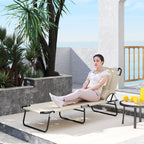 Sonnenliege mit Gesichtsloch & Kissen, klappbar, wasserabweisender Bezug, Metallrahmen, Beige