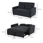 2-Sitzer Sofa mit Bettfunktion, Verstellbarer R¨¹ckenlehne, Polstersofa, Samtoptik, f¨¹r Wohnzimmer, Schlafzimmer, Schwarz