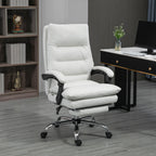 Bürostuhl mit Massagefunktion, beheizbar, neigbar, Kunstleder, 65x72x109-117cm, Cremeweiß