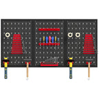 28 Pcs Wall-Mounted Pegboard with 3 Boards, Garage Tool Storage Unit Black and Red