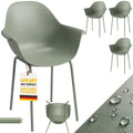 Gartenstuhl 4er-Set, mit Rückenlehne/Armlehnen, wetterfest, bis 120 kg, Kunststoff/Metall, Grün