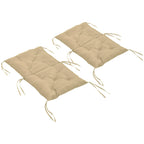 2er-Set Sitzkissen, 98 x 50 cm Stuhlkissen mit Bindebänder, Stoffbezug, 8cm dick Khaki
