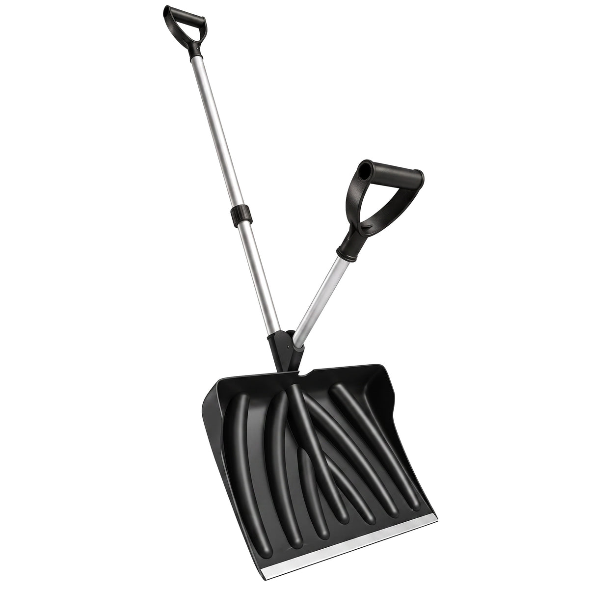 Heavy-Duty Snow Shovel with Assist Handle, Portable Snow Pusher with 45cm Wide Blade, Detachable Aluminium Handle